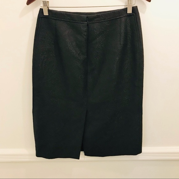 Carolina Herrera Paisley Embossed Pencil Skirt 4 black - Picture 2 of 9